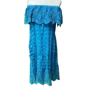 Soft Surroundings Turquoise Senorita Off Shoulder Dress US M